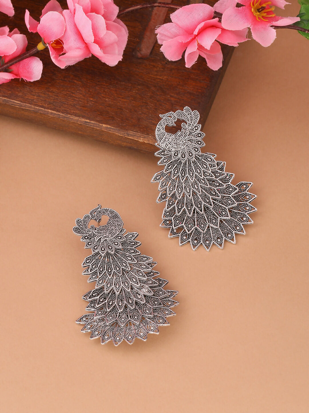 NVR Women Silver Toned Contemporary Drop Earrings | Grab2Buy