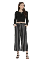 Asmaani Black Color Rayon Fabric Stripped Palazzo | Grab2Buy