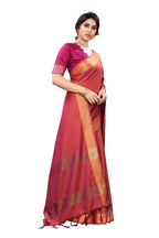 Vamika Banarasi Jacquard Weaving Orange Saree | Grab2Buy