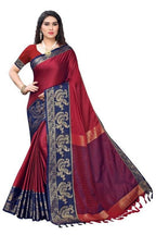 Vamika Banarasi Jacquard Weaving Red Saree (DHONI RED) | Grab2Buy