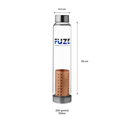 Fuze Glass Bottle With Pure Copper Filter | Grab2Buy