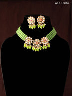 Mominos Fashion Johar Kamal Women's Pista Beads Pearls Gold-Polished Jewellery Set | Grab2Buy