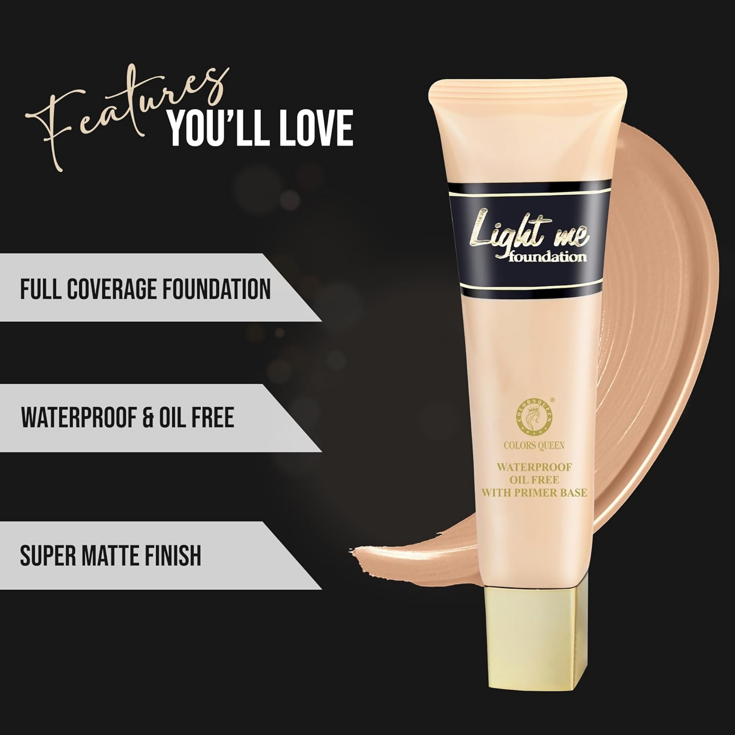 Colors Queen Light Me Foundation with Primer – Natural Almonds | Grab2Buy