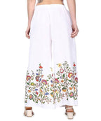 Mominos Fashion White Floral Design Palazzo | Grab2Buy