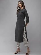 Yufta Women Black Ethnic Motifs Printed Regular Pure Cotton Kurta with Trouser & With Dupatta | Grab2Buy