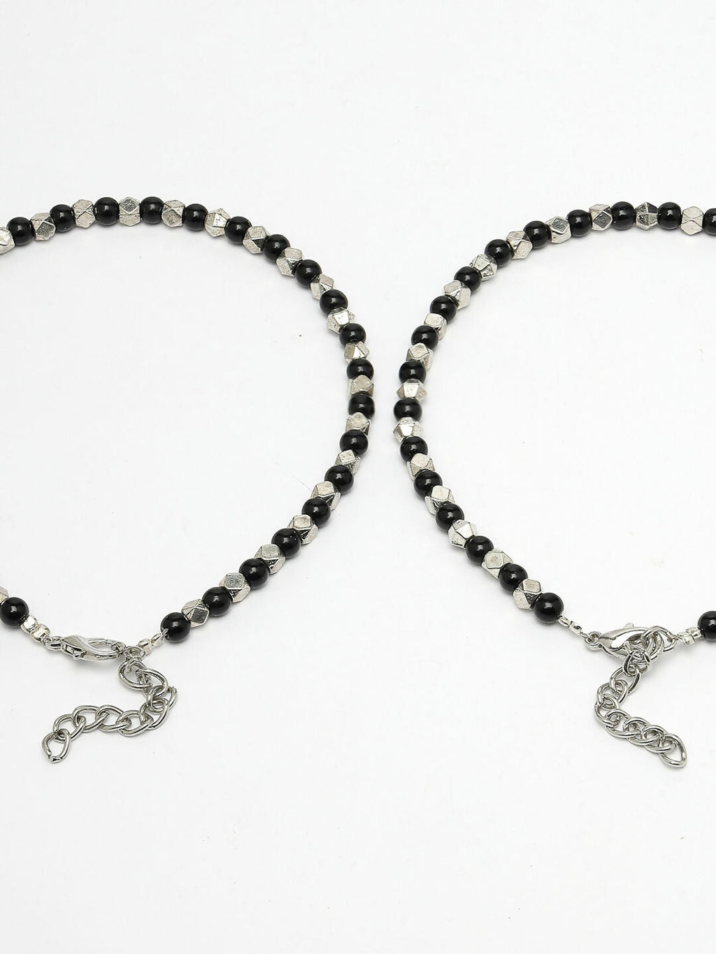 NVR Women's Evil Eye Black & Silver Anklets | Grab2Buy