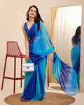 Blue Georgette Designer Printed Ready To Wear Saree - Ibiza | Grab2Buy