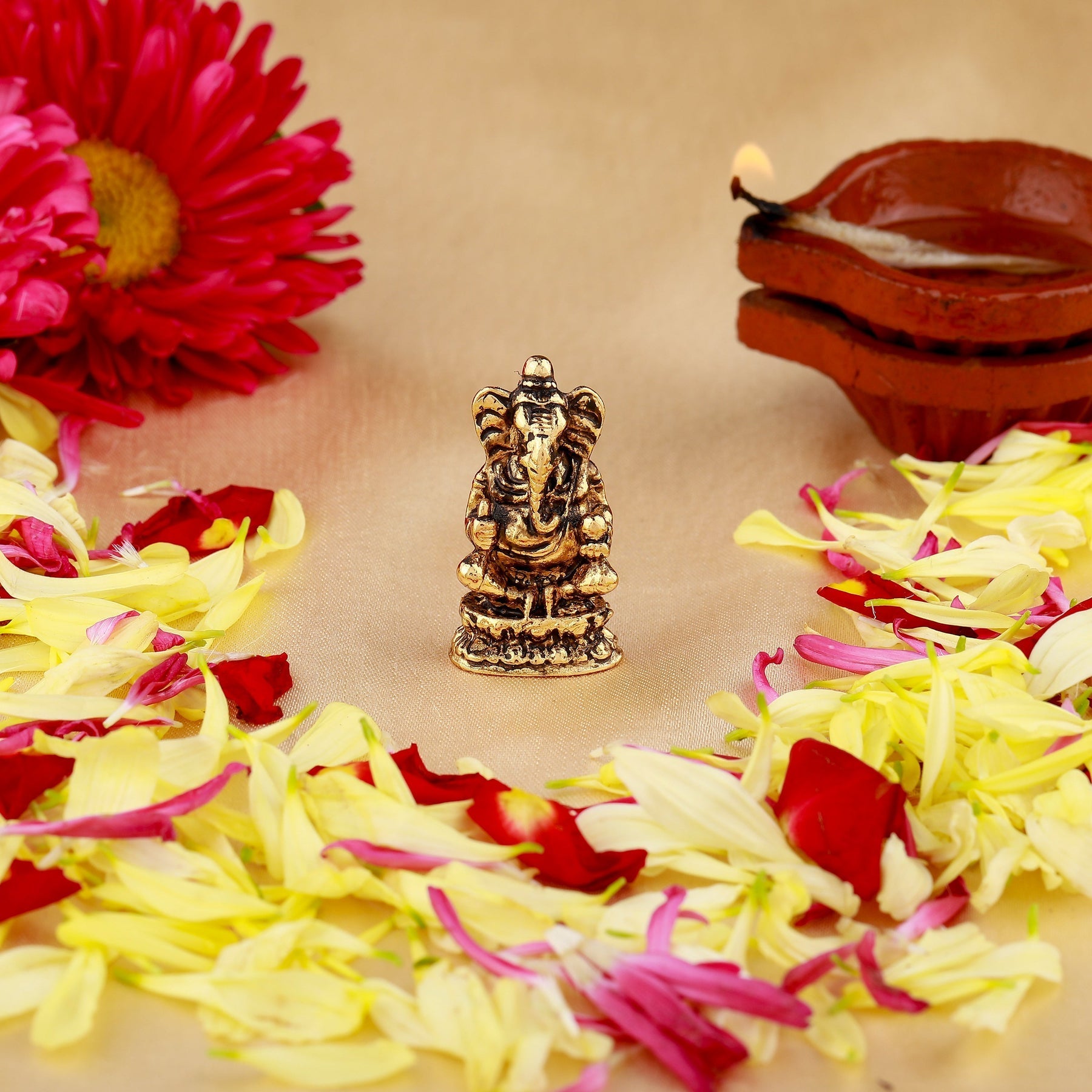 Estele Gold-Polished Spiritual Lord Ganesha Idol for Gifts & HouseWarming/Home/Office Decors | Grab2Buy