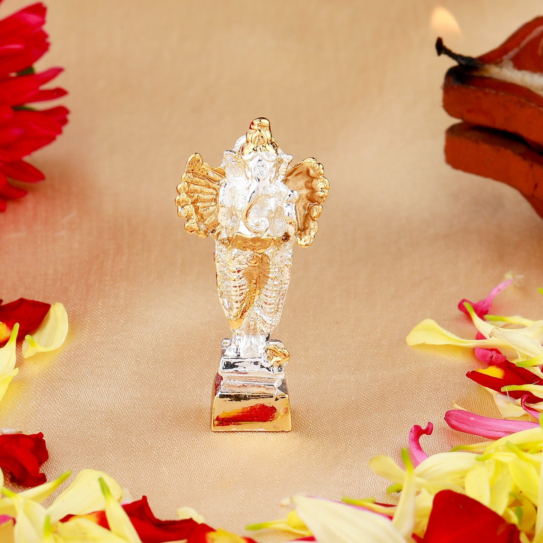 Estele Gold-Polished Spiritual Lord Standing Ganesha Idol for Gifts & HouseWarming/Home/Office Decors | Grab2Buy