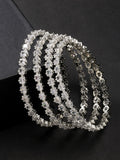 NVR Women's Set of 4 Silver-Plated CZ Stone-Studded Handcrafted Bangles | Grab2Buy