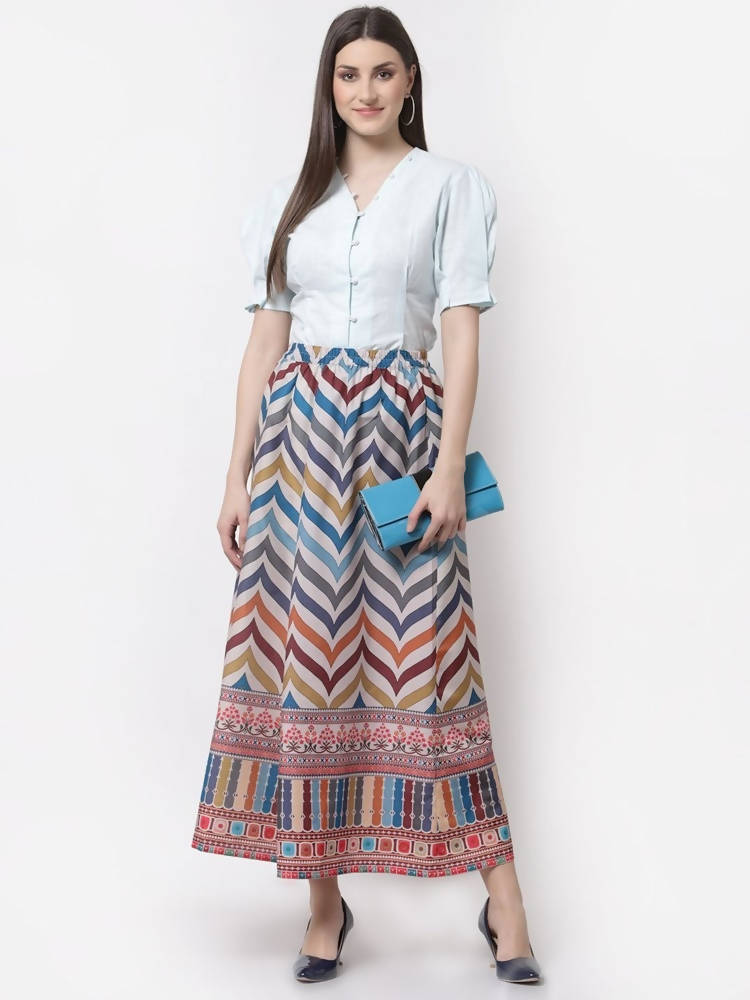 Myshka Muticolored Silk blend Printed Skirt | Grab2Buy