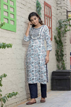 Yufta Women's White Printed Kurta Set | Grab2Buy