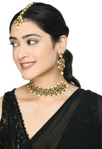 Mominos Fashion Johar Kamal Gold-Polished Brass Finish Kundan/Pearls Choker For Women (Golden) | Grab2Buy