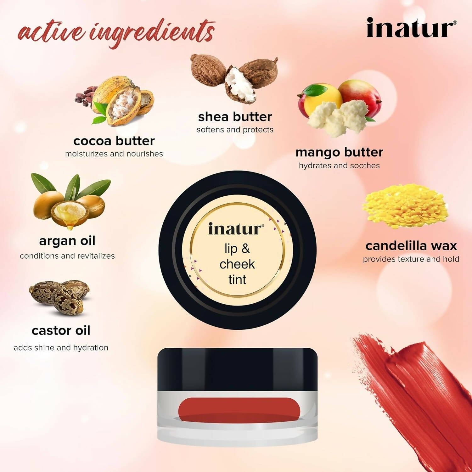 Inatur Lip and Cheek Tint Sunny Red | Grab2Buy