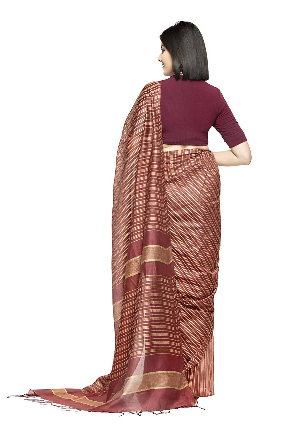 Mominos Fashion Maroon Color Bhagalpuri Saree | Grab2Buy