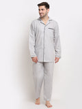Jainish Men's Steel-Grey Cotton Solid Night Suits ( GNS 003Steel-Grey ) | Grab2Buy