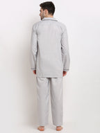 Jainish Men's Steel-Grey Cotton Solid Night Suits ( GNS 003Steel-Grey ) | Grab2Buy