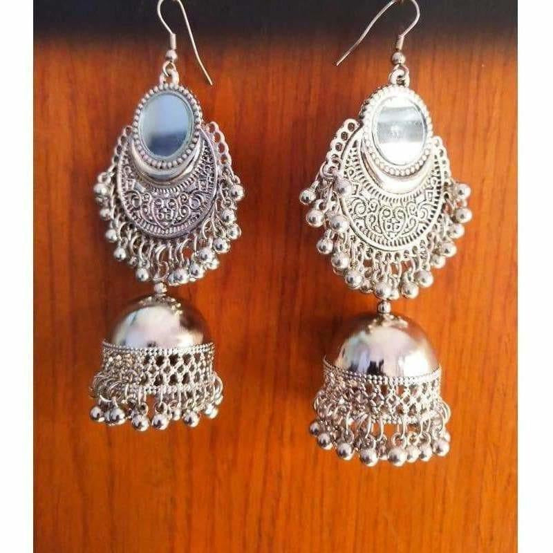 MS Fashion India Latest Designer Oxidized Silver Jhumka Half Moon Earrings | Grab2Buy
