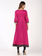 Aniyah Cotton Block Print Angrakha Kurta In Magenta (AN-148K) | Grab2Buy
