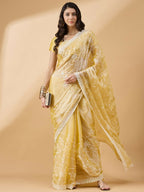 Pink Tissue Slub Embroidered Saree with Unstitched Blouse - Vairagi | Grab2Buy