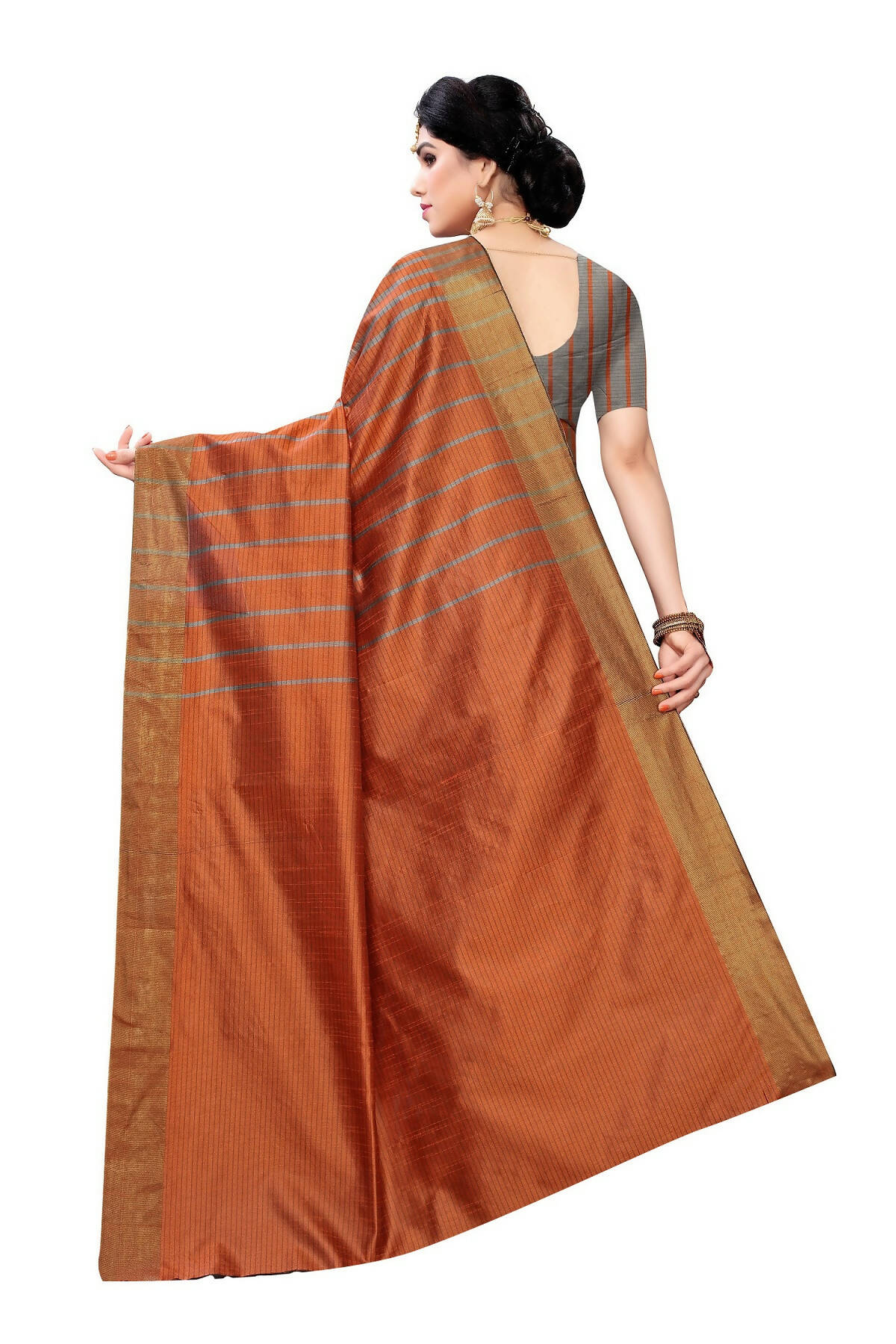 Vamika Brown Cotton Silk Weaving Saree (Paithani Chiku) | Grab2Buy
