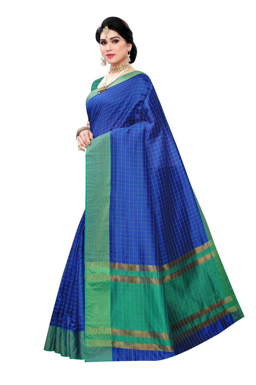 Vamika Blue Cotton Silk Weaving Saree (Manipuri Blue) | Grab2Buy
