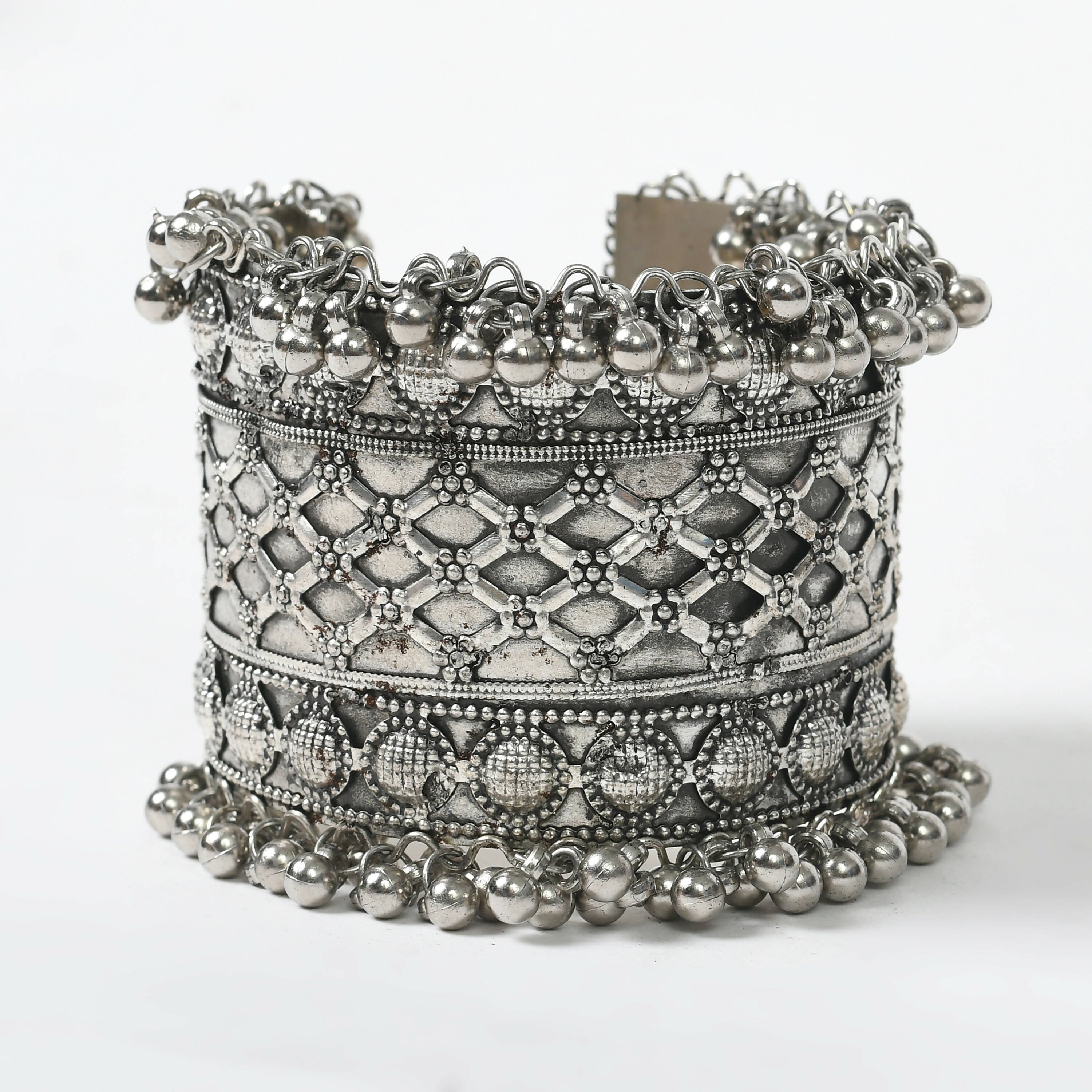 Mominos Fashion Joharkamal Oxidised Silver-Plated Ghungroo Handcraft Bracelet - Design 023 | Grab2Buy