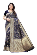 Vamika Banarasi Jacquard Weaving Navy Blue Saree (PARINITI NAVY) | Grab2Buy