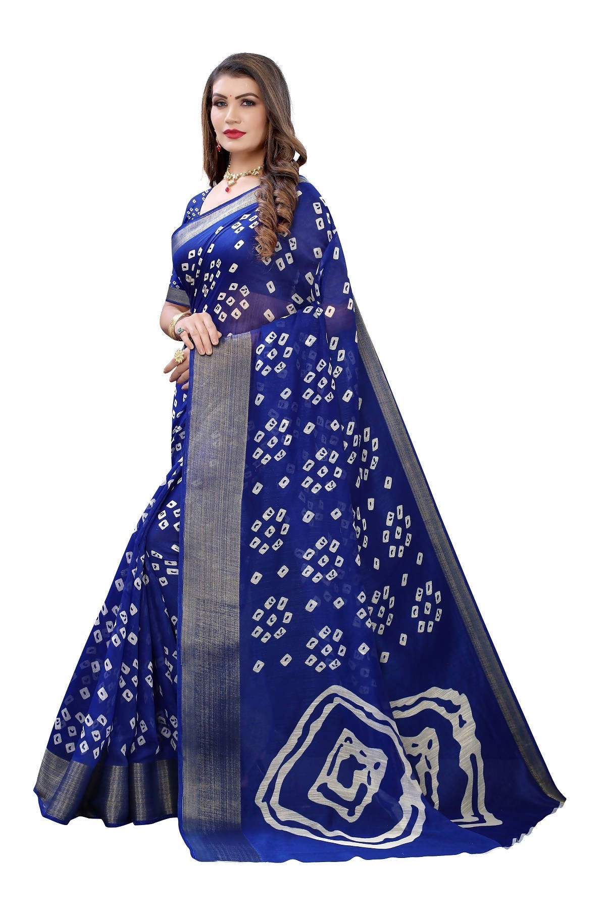 Vamika Beautiful Blue Linen Jari Border Saree (RADHIKA BLUE) | Grab2Buy