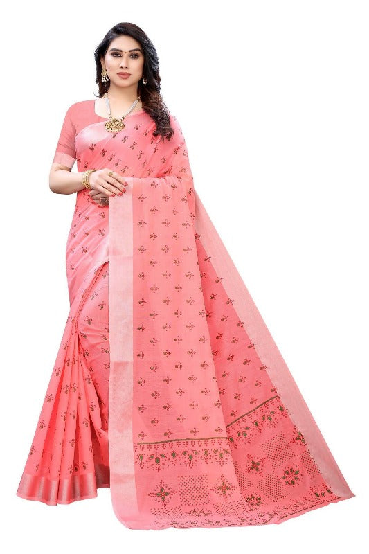 Vamika Peach Chanderi Designer Saree (DIYA PEACH) | Grab2Buy