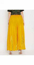 Mominos Fashion Yellow Mirror Work Palazzo | Grab2Buy