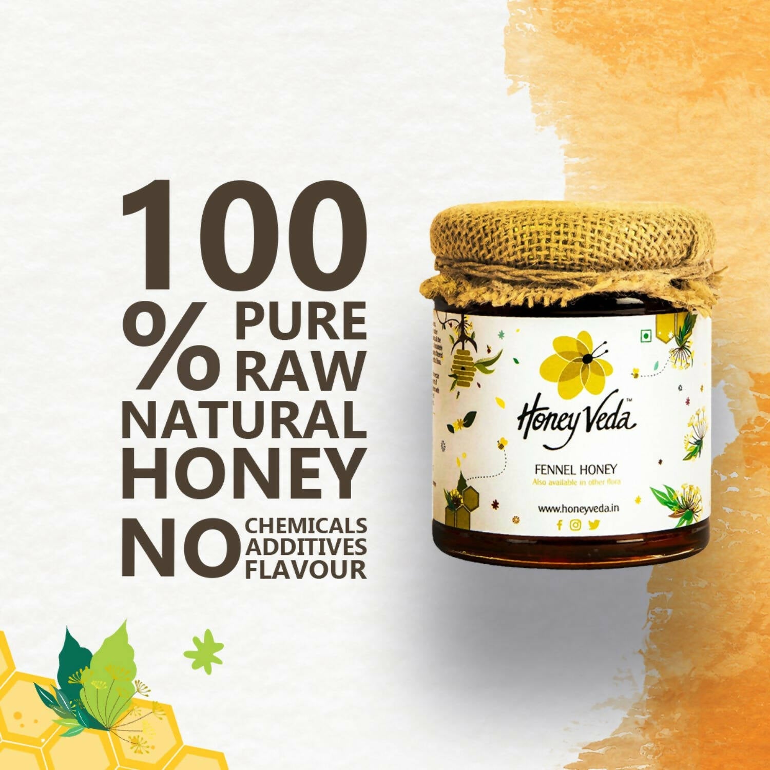 HoneyVeda Premium Raw Fennel Honey | Grab2Buy