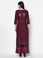 Aniyah Rayon Wine Color Block Print Straight Kurta (AN-175K) | Grab2Buy