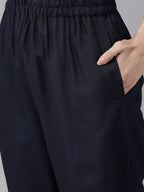 Yufta Navy Blue And Black Kurta And Palazzo Set | Grab2Buy