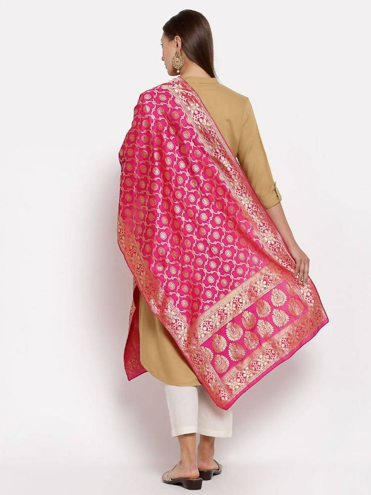 Myshka Women's Pink Silk Print Casual Dupatta | Grab2Buy