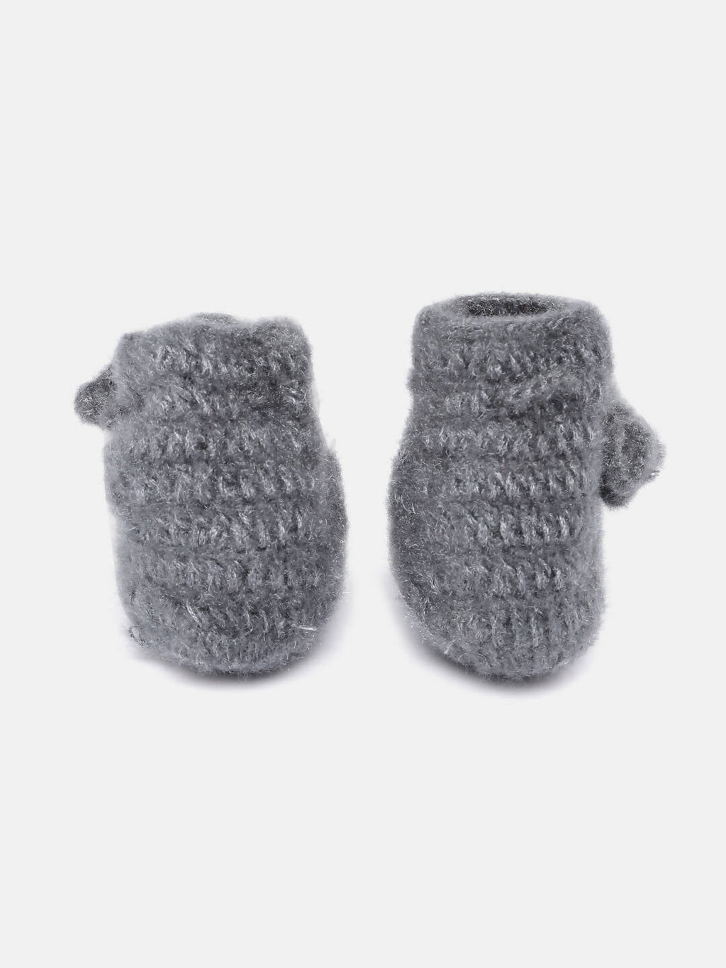 Chutput Kids Woollen Hand Knitted Flower Detailed Booties - Grey | Grab2Buy
