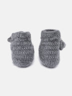 Chutput Kids Woollen Hand Knitted Flower Detailed Booties - Grey | Grab2Buy