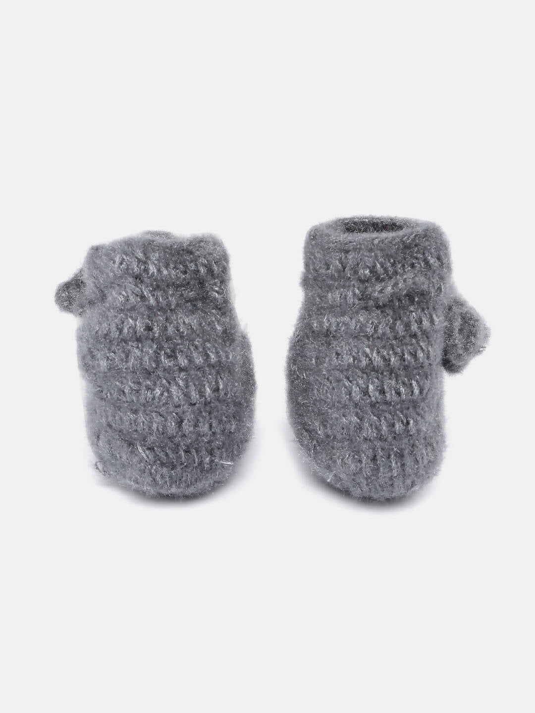 Chutput Kids Woollen Hand Knitted Flower Detailed Booties - Grey | Grab2Buy