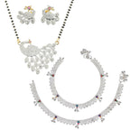 AanyaCentric Gold-Polished Mangalsutra Pendant Earring Set & Silver Plated Anklet | Grab2Buy