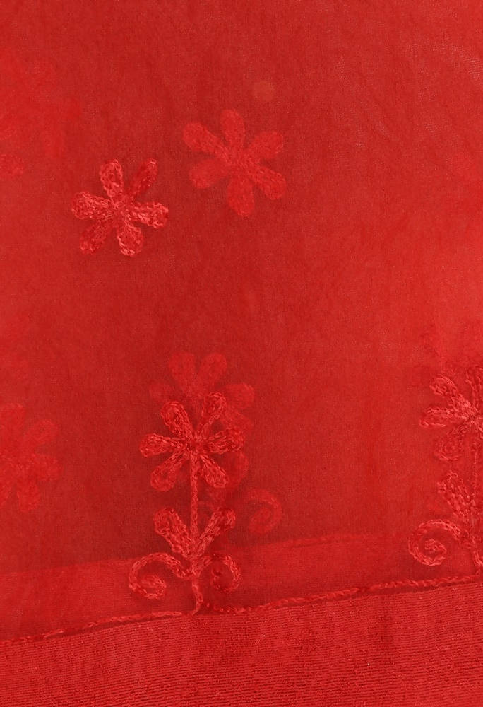 Mominos Fashion Red Orgenza Chikan Work Dupatta | Grab2Buy