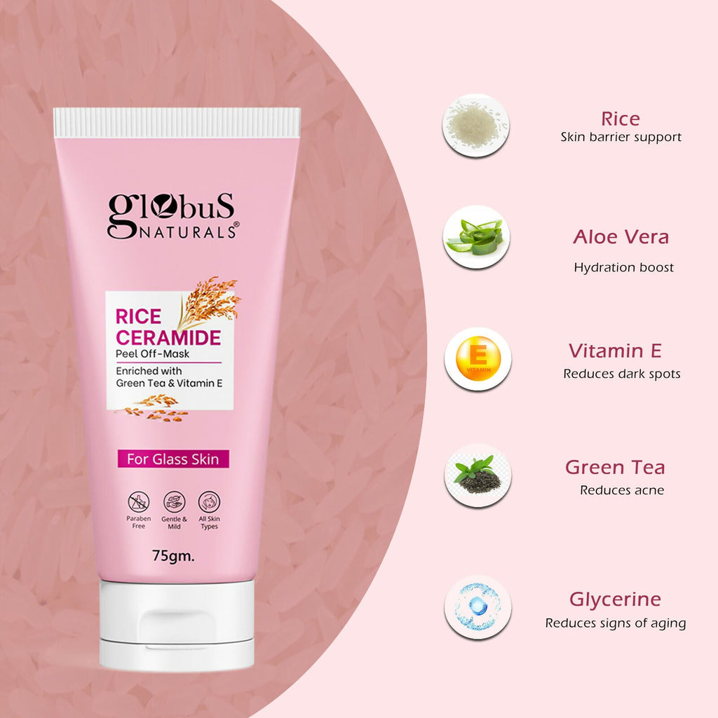 Globus Naturals Rice Ceramide Peel Off Mask, For Korean Glass Skin | Grab2Buy
