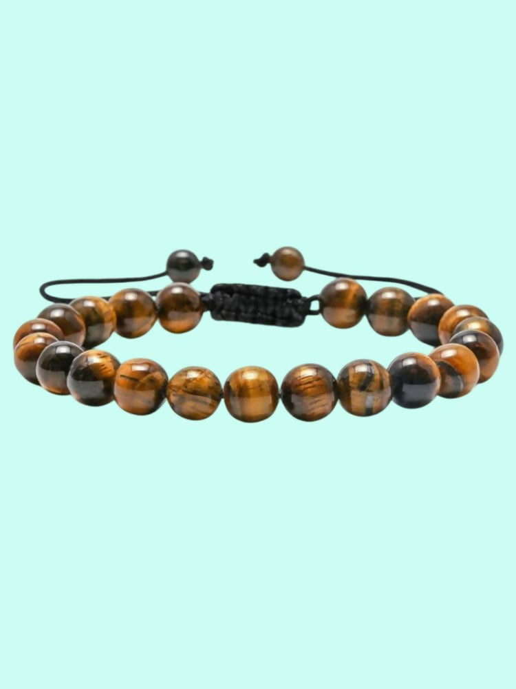 NVR Natural Tiger Eye Mens Adjustable Bracelet | Grab2Buy