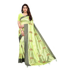 Vamika Parrot Green Crepe Embroidery Saree (Nirali Pista) | Grab2Buy