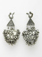 NVR Women's Silver-Plated Oxidised Contemporary Drop Earrings | Grab2Buy