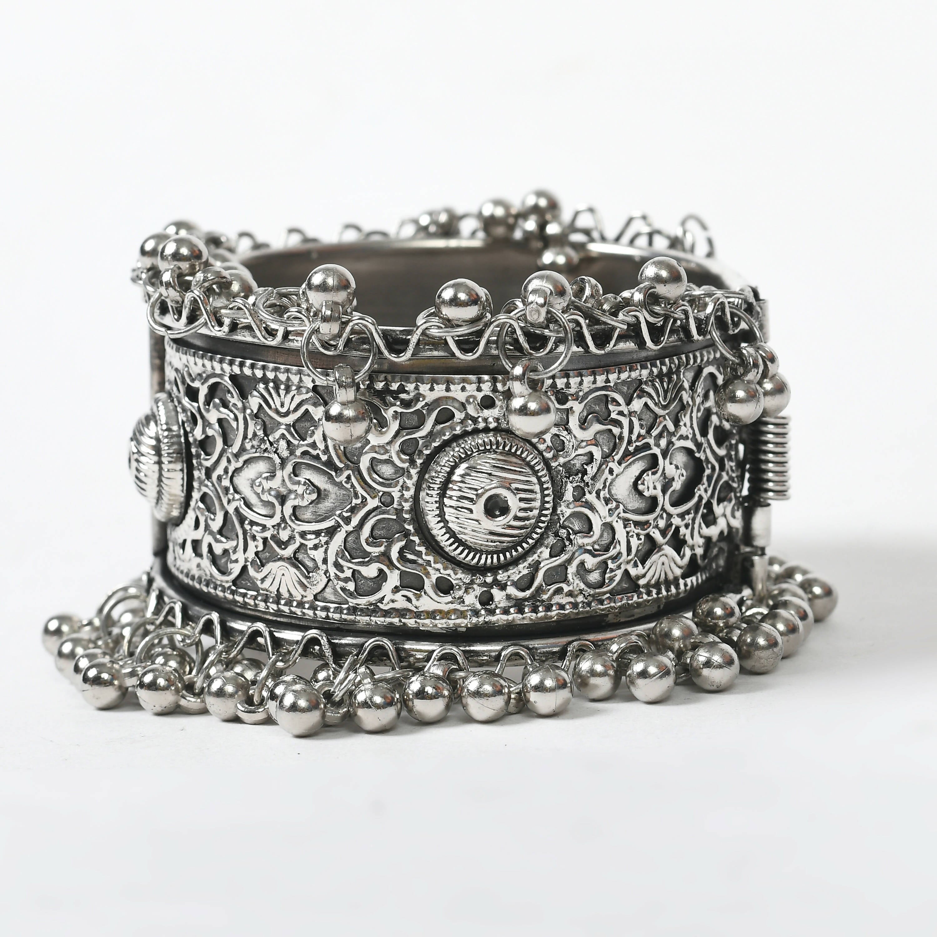 Mominos Fashion Joharkamal Oxidised Silver-Plated Ghungroo Handcraft Bracelet - Design 022 | Grab2Buy