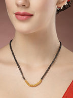 NVR Women's Set of 5 Gold-Polished CZ Stone-Studded & Beaded Mangalsutra