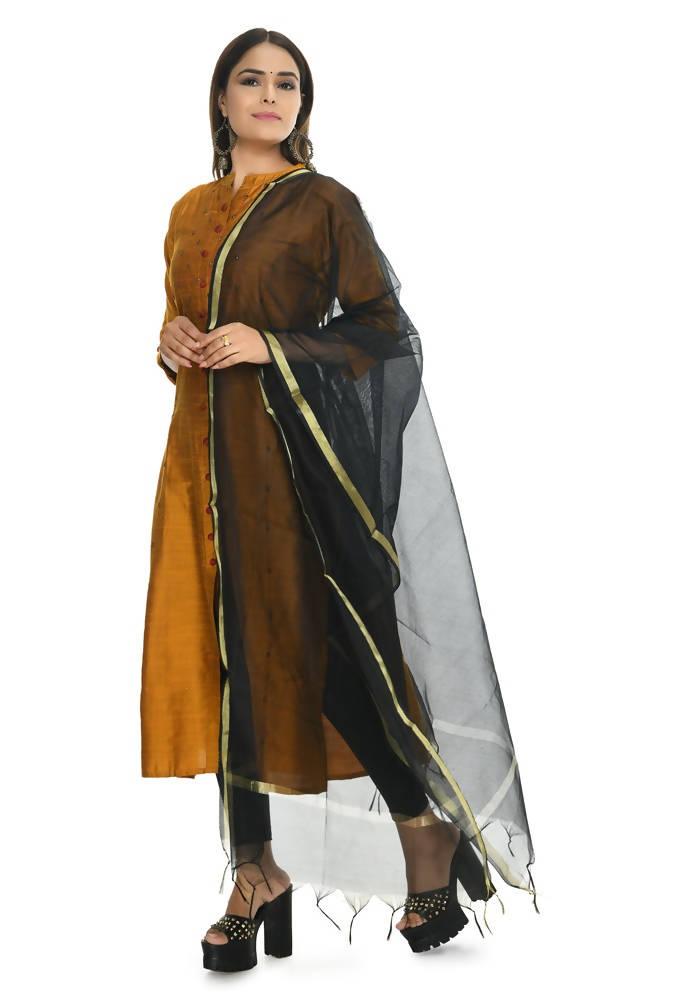 Mominos Fashion Black Banarsi Piping Dupatta | Grab2Buy