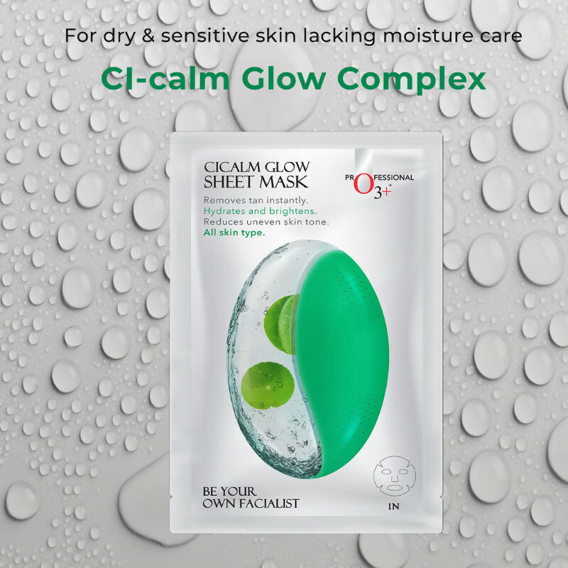 Professional O3+ Cicalm Glow Sheet Mask With Cica For D-Tan & Glow | Grab2Buy