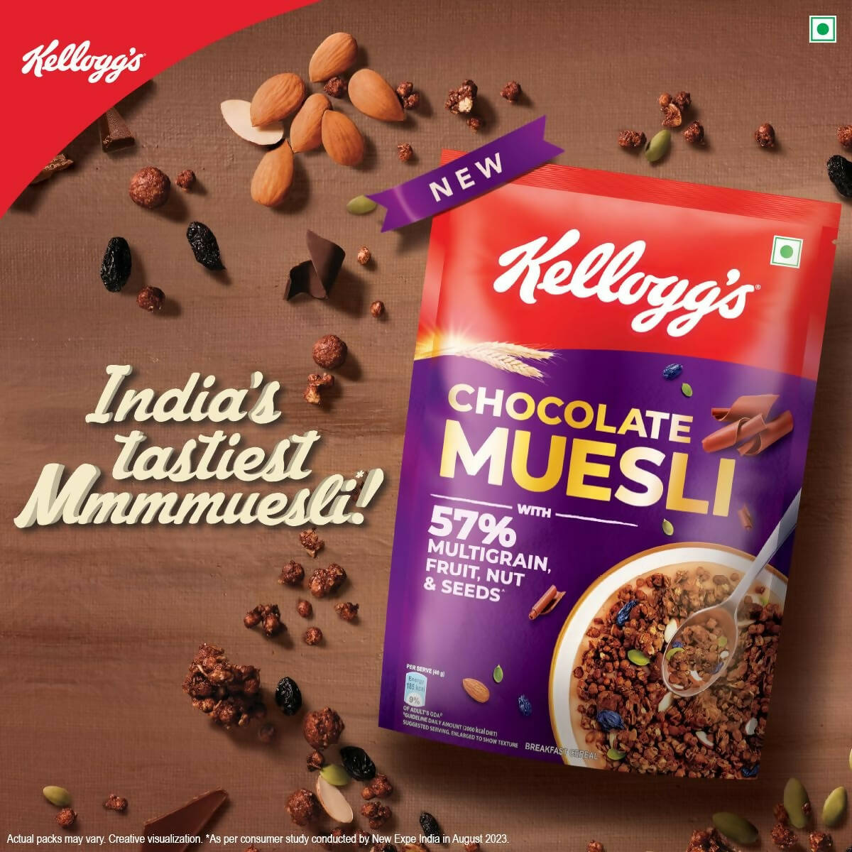 New Kellogg's Chocolate Muesli 57% Multigrain, Fruit, Nut & Seeds | Grab2Buy
