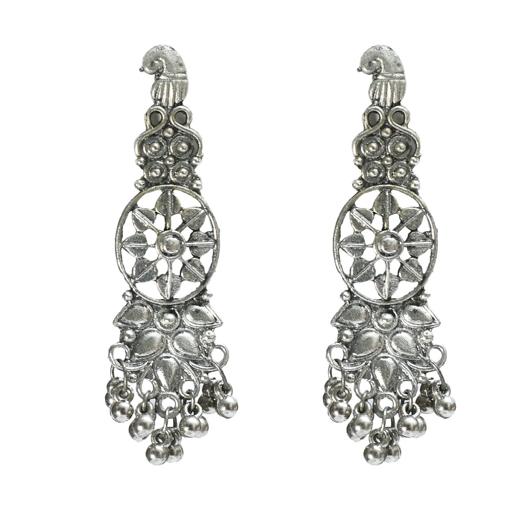 Mominos Fashion Johar Kamal Oxidised Silver-Plated Brass Finish Temple Jewellery with Earrings For Women | Grab2Buy